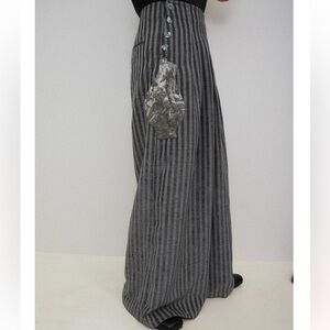 Striped Gray Wide-Leg Pants